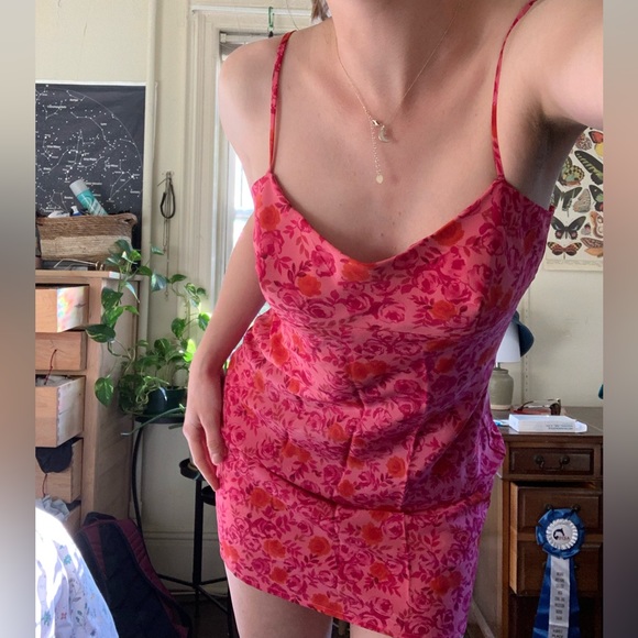 Pink and Orange Y2K Floral Sundress - Picture 2 of 3